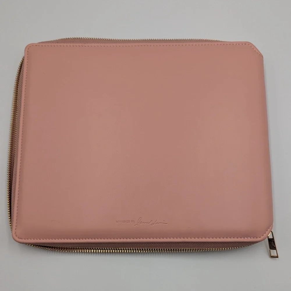 Planner Folio Blush Pink Vegan Leather Zip Organizer O/S